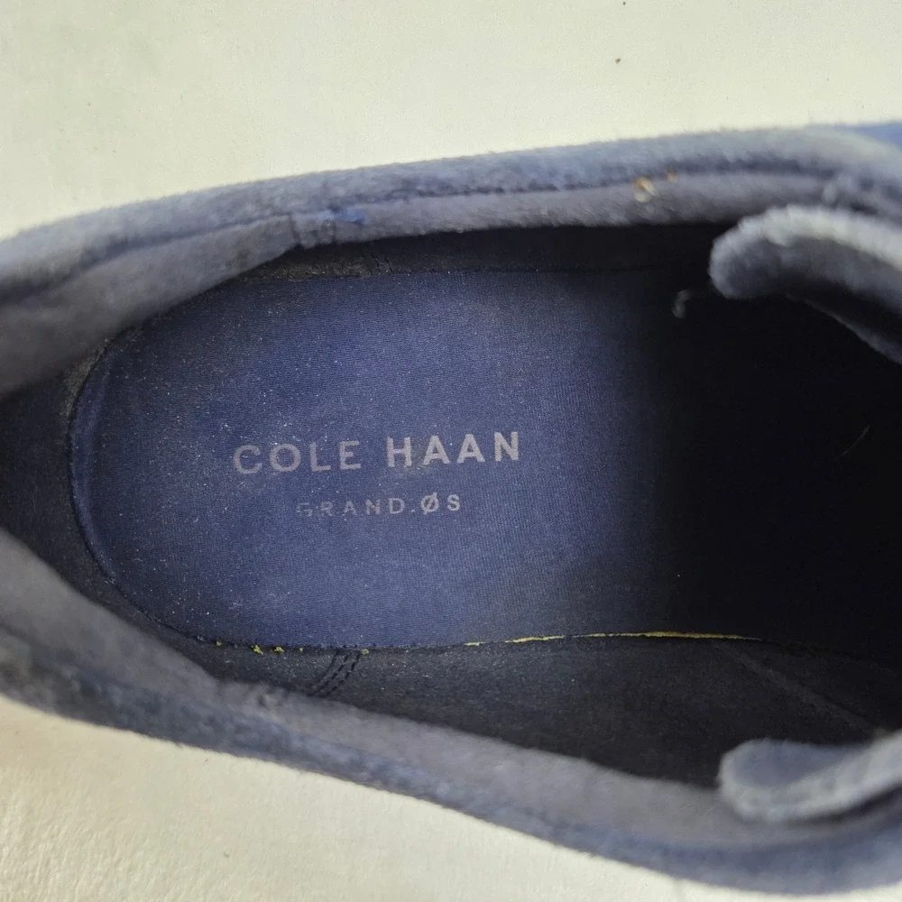 Cole Haan Grand OS Men‎ Navy Blue Suede Plain Toe Oxford Shoes Lace Up
